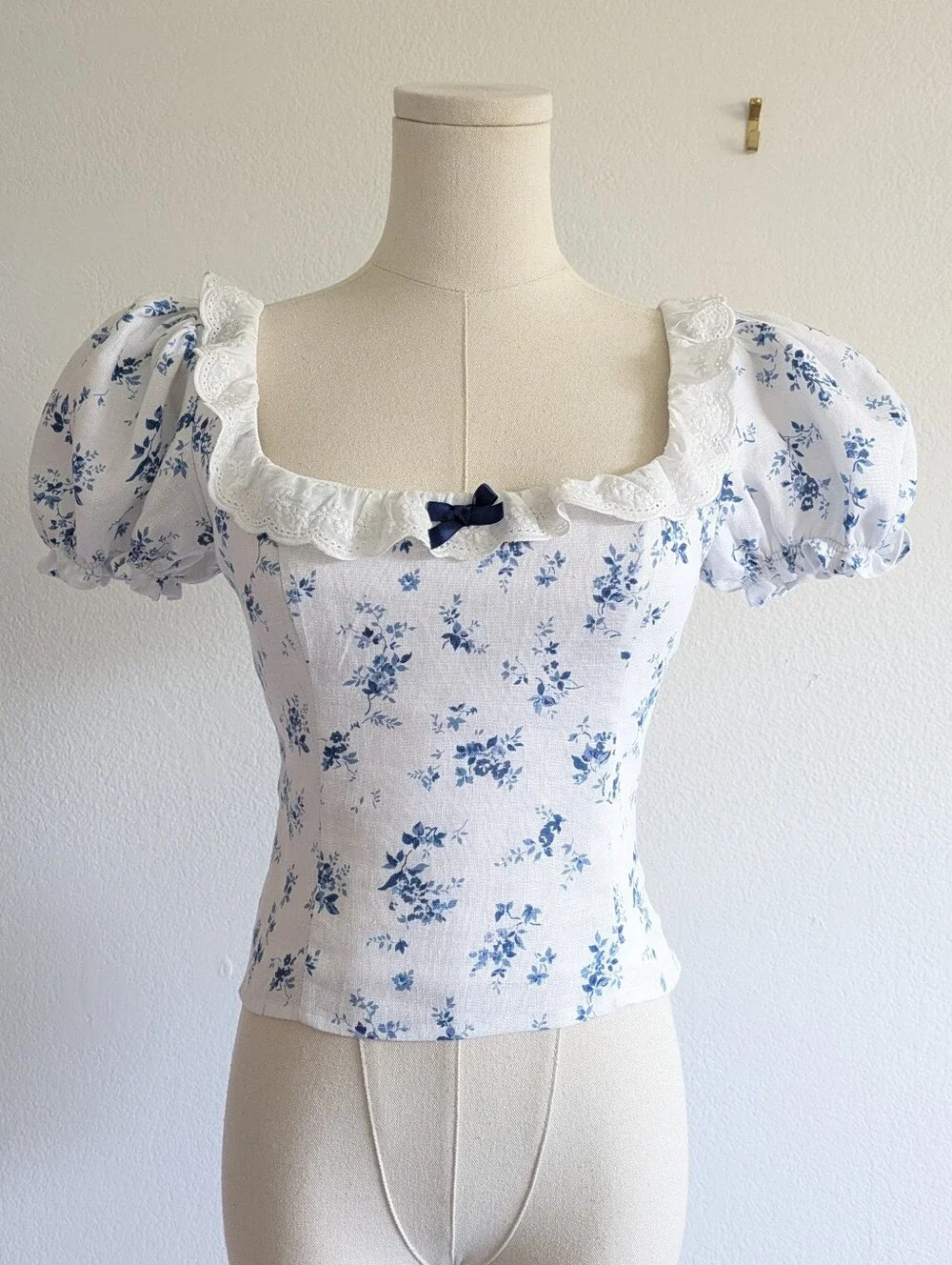 Reformation Alice Floral Puff Sleeve Top